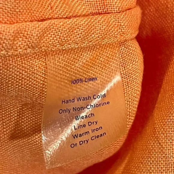 Talbots Irish Linen Tangerine Orange Womens 3/4 Sleeve Button Down Womens 12P - Picture 6 of 9